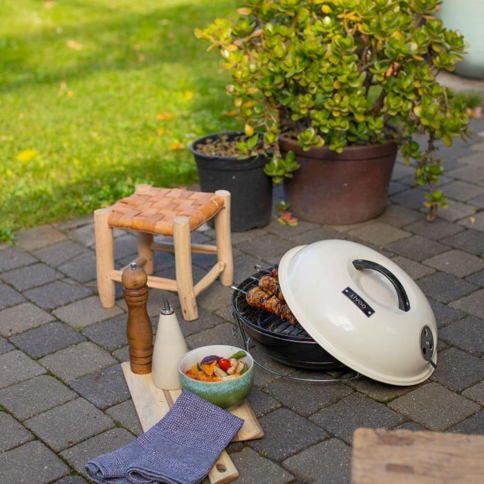 Portable Charcoal Barbecue - LIVOO - DOC301 - Ø34 Cm - Chrome-plated Grill - Height 18 Cm - Handles - Safety Latches