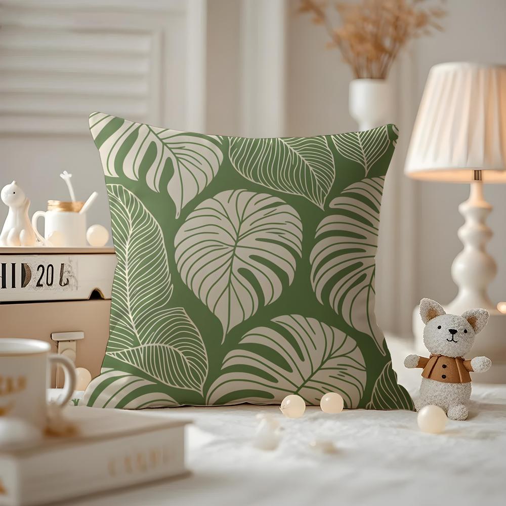 Modern style Leaf Cushion Cover Antidustmite Pillowcase Invisible zipper silky short plush Sofa cushion cover