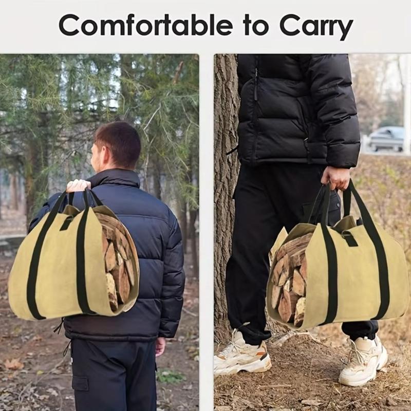 Spacious Outdoor Firewood Bag Waterproofed Oxfords Materials Reinforced Handle Easyly Clean Camping Gear