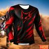 Autumn and Winter Men's Fox 3D Printed Crew Neck Long Sleeve Sports T-Shirt