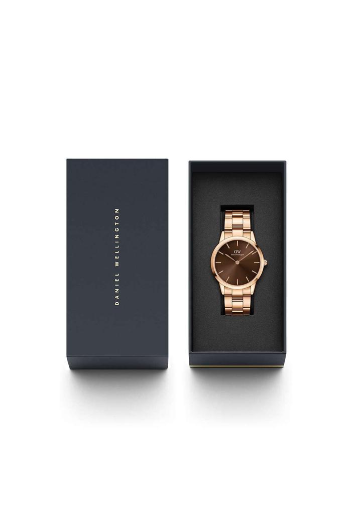 Daniel Wellington Iconic Link Armbanduhr 40mm Roségold Silber Edelstahl Gliederarmband Roségold Braun