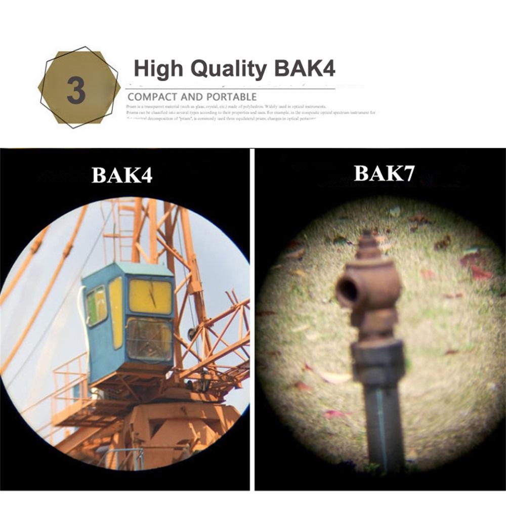 Binoclu portabil, puternic, HD 60x60, telescop profesional, binoclu optic Bak4 la distanță lungă, pentru vânătoare, călătorii în aer liber