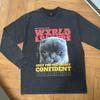 American Hiphop Street Tide Brand Spoof Cat Print Casual Ins Couple Washed Long Sleeve T-Shirt Men And Women