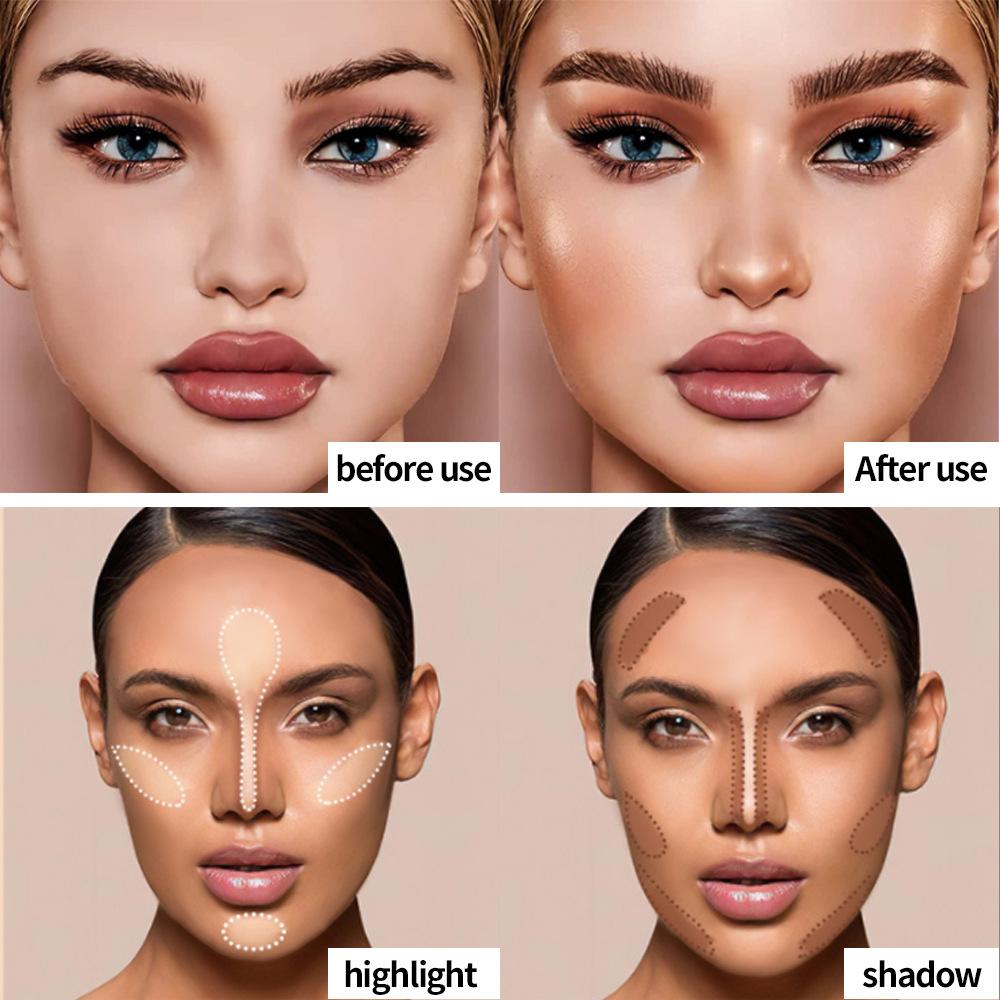 MISS ROSE Polvere per contouring in polvere per trucco viso per ragazza squisita 2 in 1