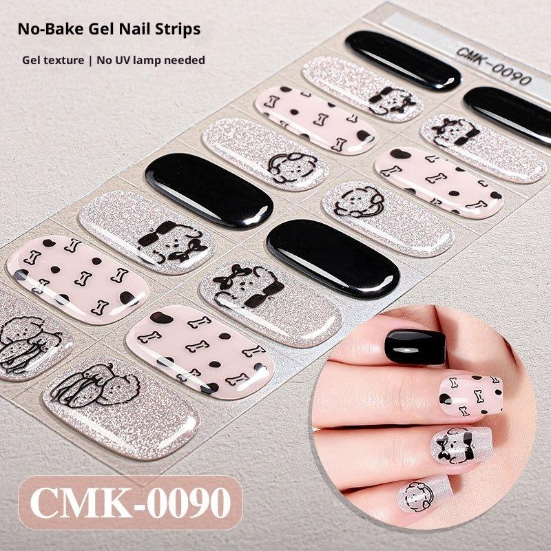 Cat-Eye Nagelsticker ohne Backen oder UV-Schutz, Grenzüberschreitende Florale, Karierte, Gepunktete Gel-Nagelsticker