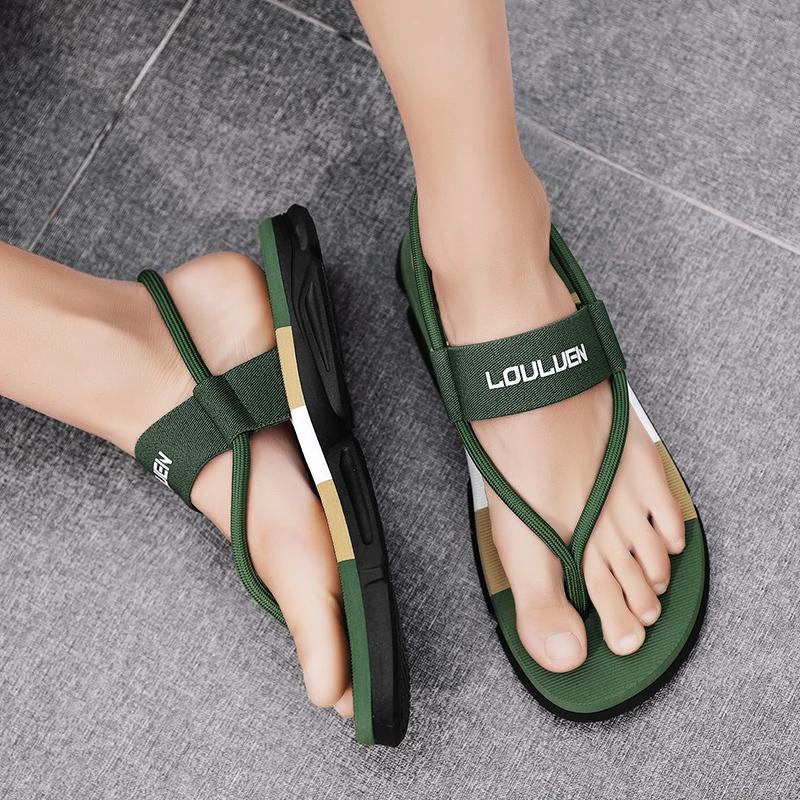 Men Flip Flops Summer Beach Slippers Trendy Round Toe Comfort Walking Shoes Outside Soft Sole Lightweight Sandals