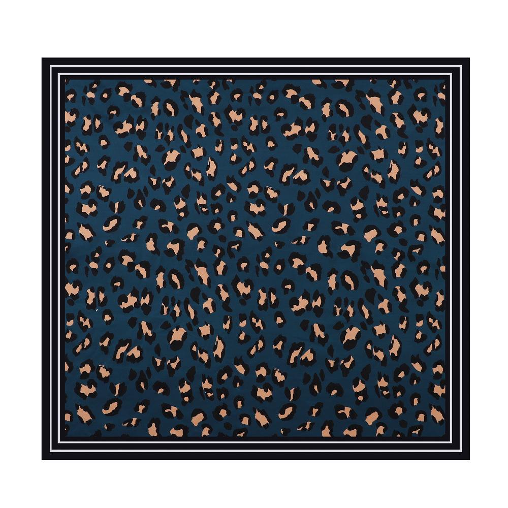 Women's Fashion Leopard Print Head Scarf 90cm Silk Scarf Temperament Scarf New Ladies Square Scarf Sun Shawl