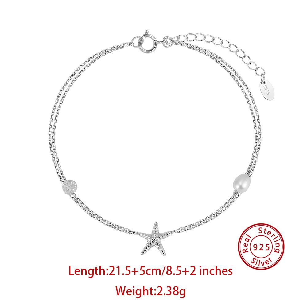 

Effie Queen Fashion Starfish Chain Anklet with Freshwater Baroque Pearl 925 Sterling Silver Link Foot Anklet Fine Jewelry SA101
