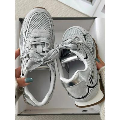 Silver Mesh Breathable Thick-soled Forrest Gump Shoes Women's 2025 New Retro Color Matching Comfortable and Lightweight Casual Sports Shoes