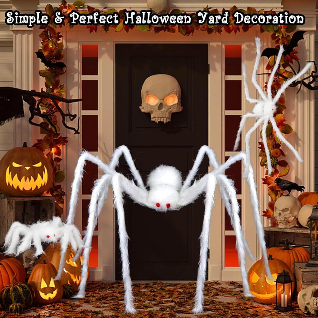Horor obří chlupatý pavouk Realistické strašidelné bílé pavoučí rekvizity s červenýma očima pro strašidelný dům Halloweenská dekorace 30/90/150 cm