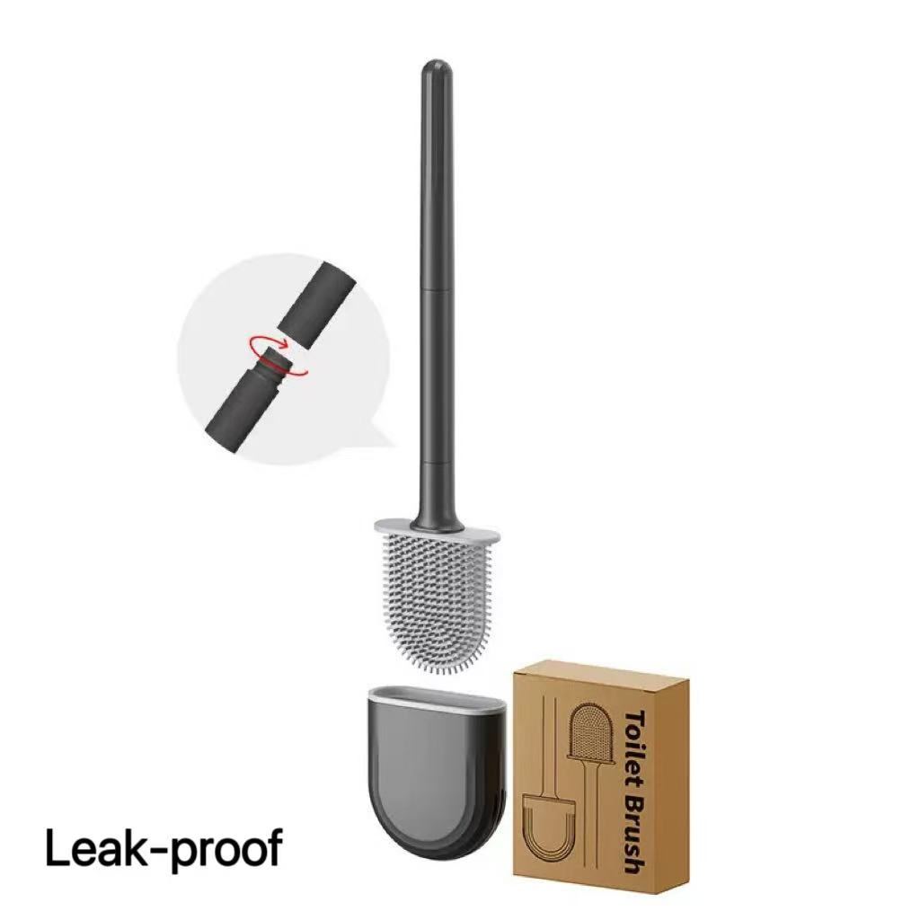 Silicone Toilet Brush with Holder, Drill-Free Wall Mount, Flexible Silicone Bristles Deep Clean Bathroom Toilet Cleaning Tool