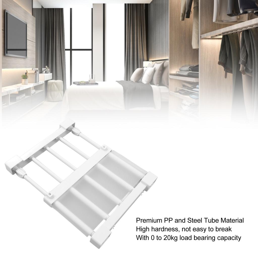 Closet Tension Shelf Expandable Nail Cabinet Divider Storage Rack for Wardrobe Cupboard