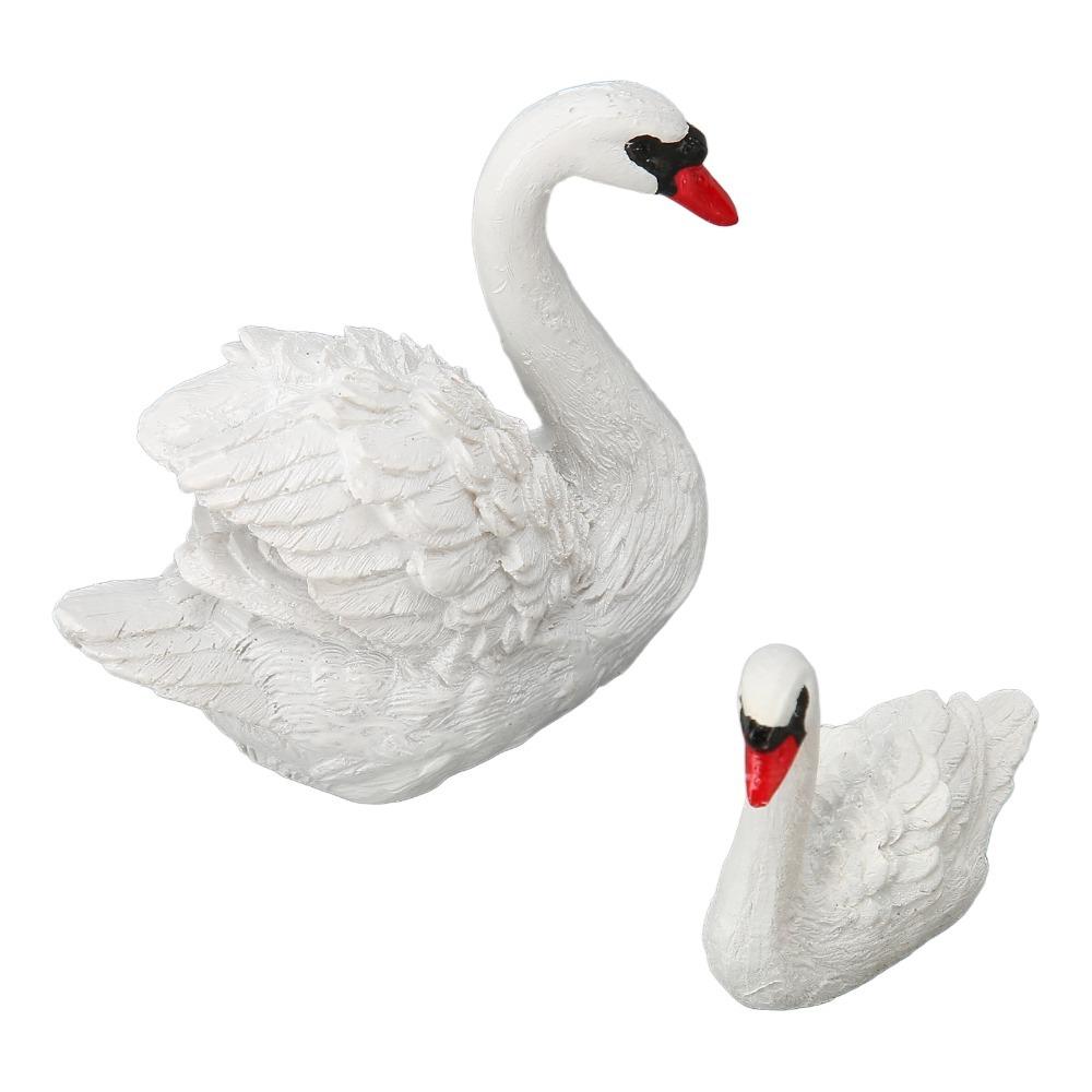2pcs White Swan Couple Figurines Small Swan Decorations Swan Statue Home Decor  Book Shelf Accents