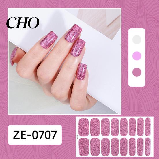Nail Art Decal Glitter Polish Strips with File Easy Apply Remove Self Adhesive Women Strip Full Sticker Home Manicure DIY Decoration Wrap