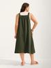 Plus Size Women's Cotton Pleated Suspender Dress with Pockets - Casual and Slimming Fit