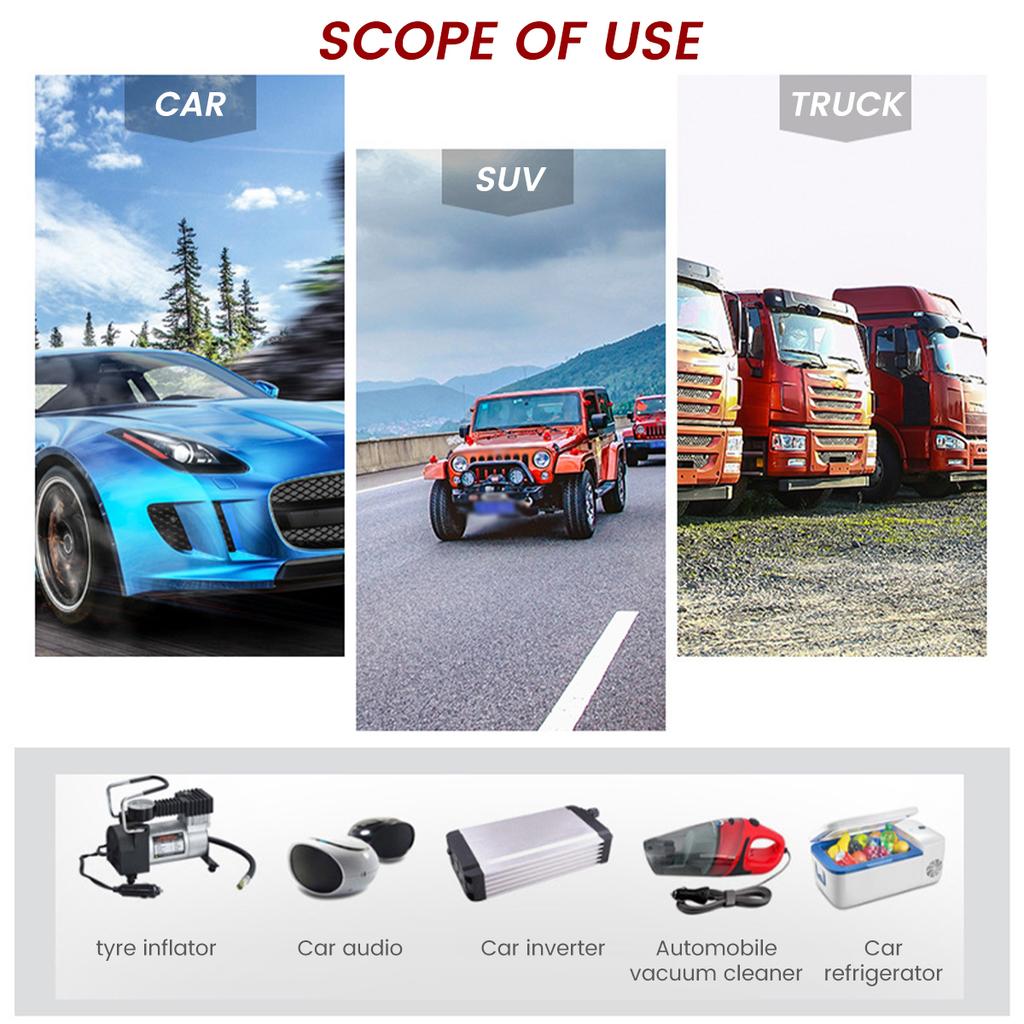 12V-24V Car Cigarette Lighter Socket Extension Cord Cable 18 AWG Wire 3.6M Male Plug To Female Socket Extension Cable Car