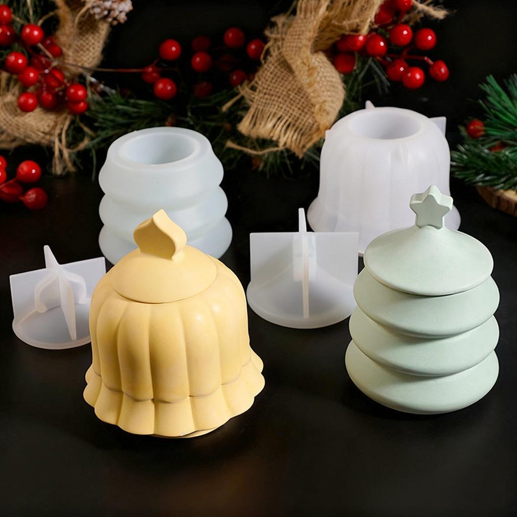 Gypsum Mold Lidded Silicone Jar Mold Silicone Candle Mold Flexible For Christmas Decoration Craft Teaching Diy Craft Projects