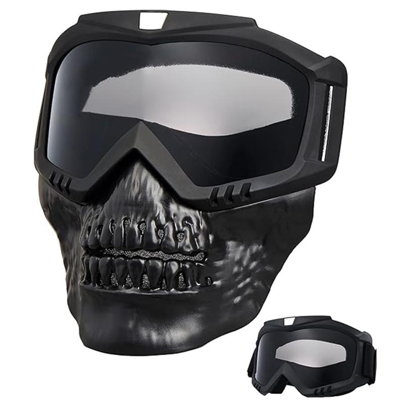 Motorcycle Bicycle Riding Windproof Full Face Goggles Detachable Skeleton Protective Skull Mask Colored Helmet Goggle