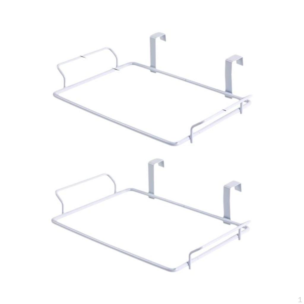 Trash Bag Holder Rack, Hanging Garbage Bin for Kitchen Cabinet Door Black 1pc