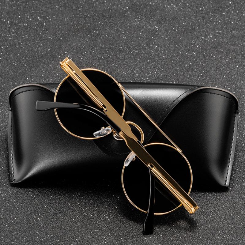 Vintage Steampunk Sunglasses UV400 Protection Round Metal Frame Punk Style Shades for Men Women