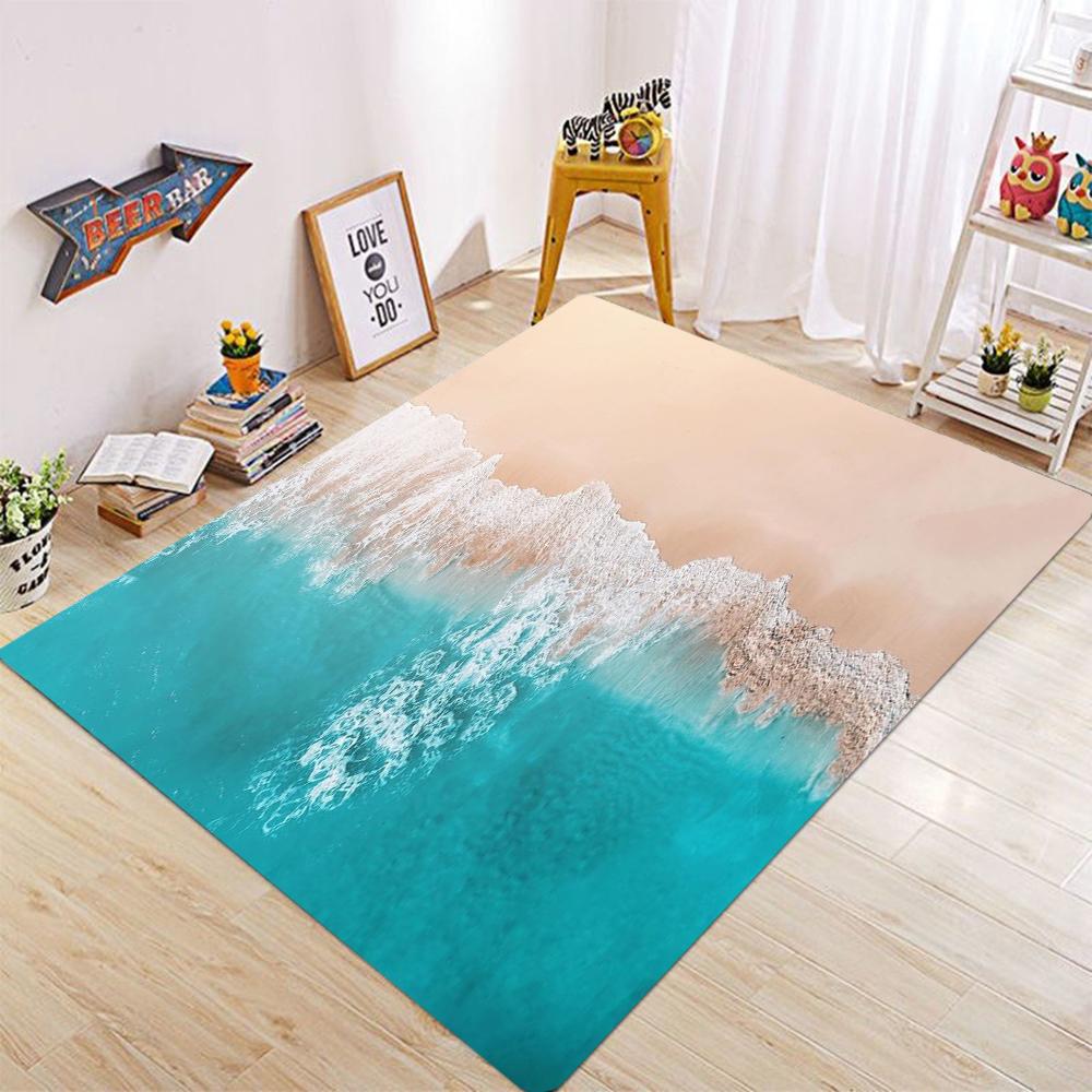 Beach Waves Area Rugs for Living Room Living Room for Bedroom Plaid Style Carpet Rugs for Dining Room Home Decor
