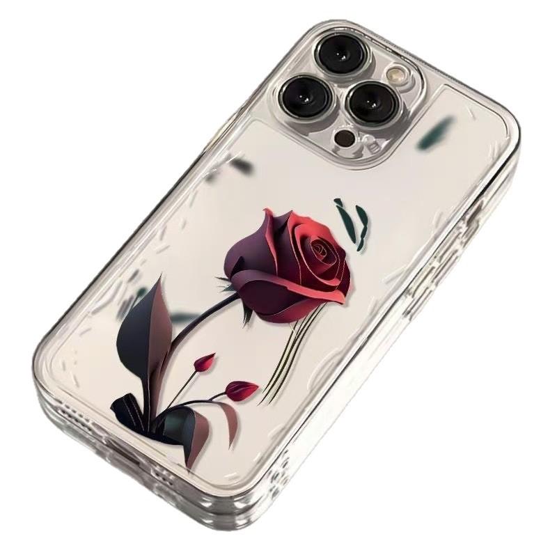 Curve rose for iphone17promax mobile phone case apple 16/14 pro Japan and Korea 13/12/15 women