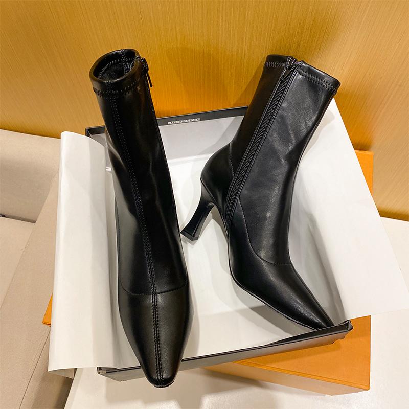 Fashion Autumn Fashion Pointed Toe Ankle Boots Women Street Style Thick Heels Party Stripper Female Short Booties