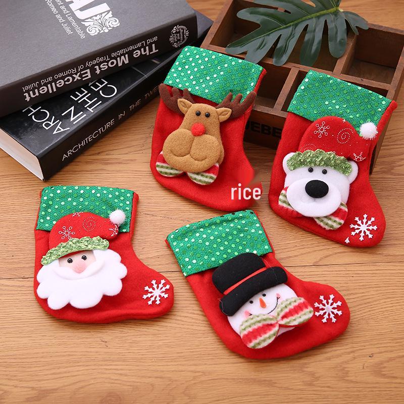 Weihnachtsszene Strumpfbeutel - Kleiner Anhänger & Süßigkeitenhalter für Kinder