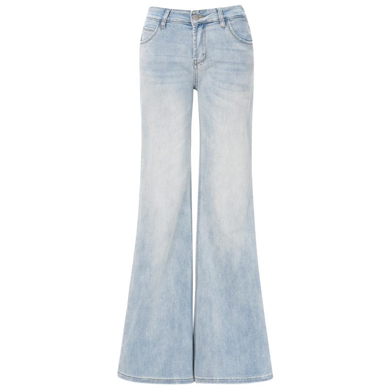 American retro elastic low-rise Spice Girl micro-flared pants versatile and thin floor-mopping jeans women