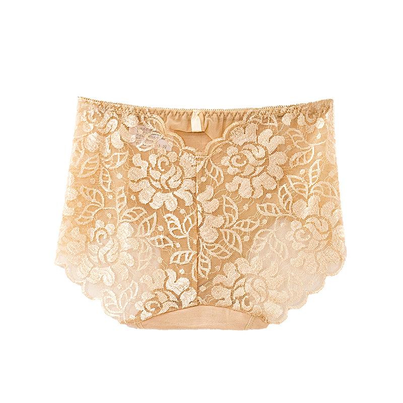 Mutandine con fiori di pizzo cavo Lingerie sexy senza cuciture da donna Slip con rialzo per fianchi taglie forti Mutandine sanitarie traspiranti Biancheria intima per dormire