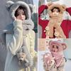 Cute Bear Ear Women Beanies Cap Thickened Plush Integrated Cap Scarf Hot Hat  Outdoor