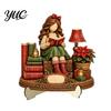 Christmas Shelf Decor Book Lover Gifts for Women, Just A Girl Who Loves Wooden Plaque, Holiday Ornaments 2D Flat Reading Block Sign with Stand