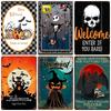Halloween Vintage Metal Sign Pumpkin Ghost Sticker Pub Club Black Cat Lady Plate Wall Art Decor WY178