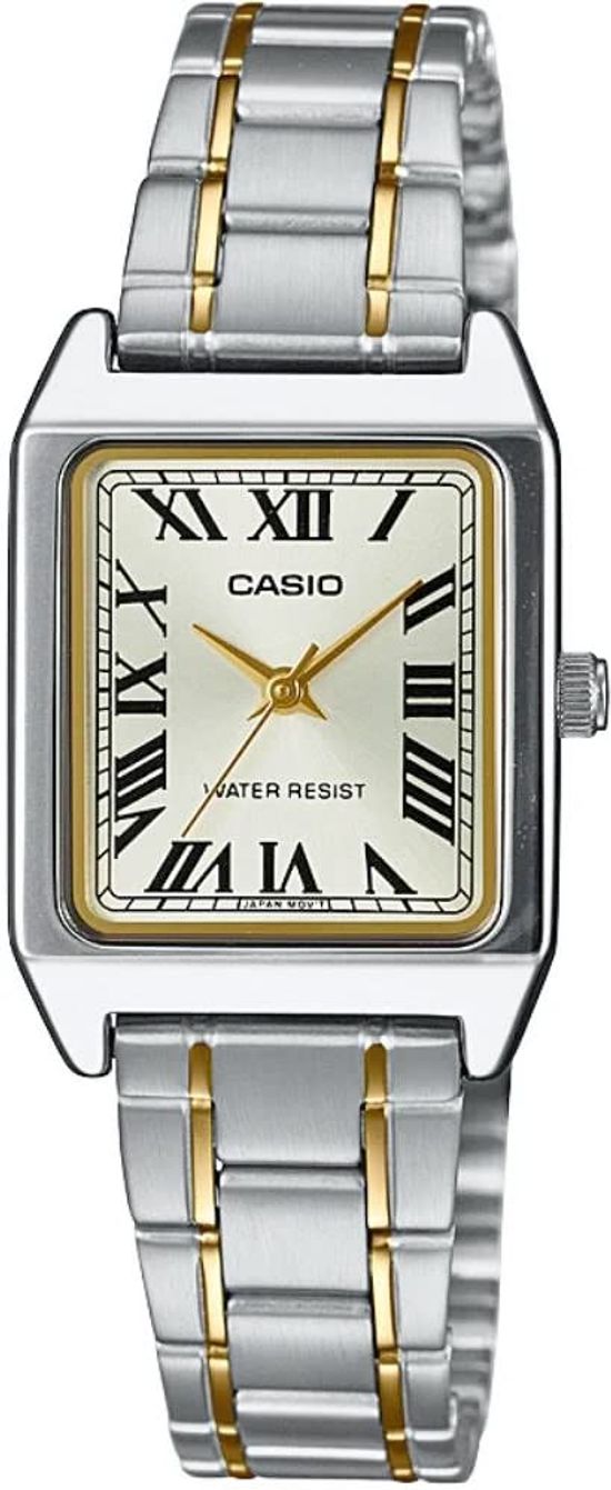 

CASIO Стандартные кварцевые женские часы с серебряным и золотым металлическим ремешком Overseas Модель LTP-V007SG-9B [Товар]