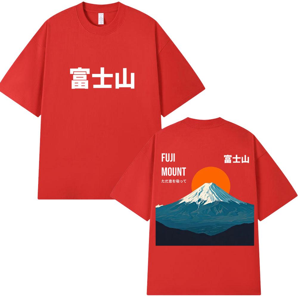 

Japanese Style Tokyo Fuji Mount Graphic T Shirt Unisex Women Fashion Vintage Short Sleeve Loose Cotton Casual Tshirts Streetwear S