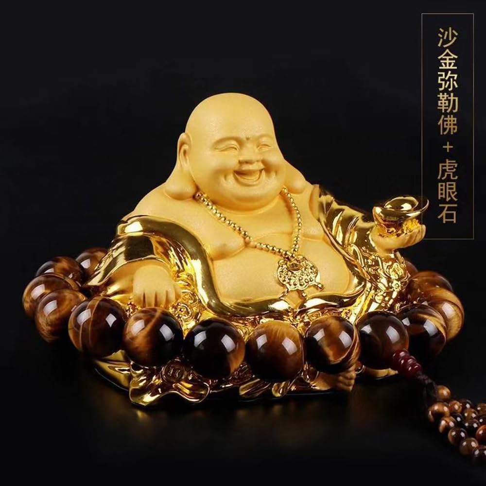 One of the Seven Lucky Is a Gold Figurine Designed To Ward Off Bring Good and This Feng Shui Ornament Is Perfect for Entryway Auspicious Car and Tea