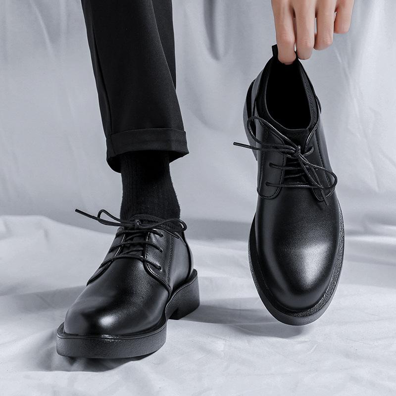 2025 new carved brock casual lace-up leather shoes men's low-top shoes trendy pointed men's leather shoes 2080-R