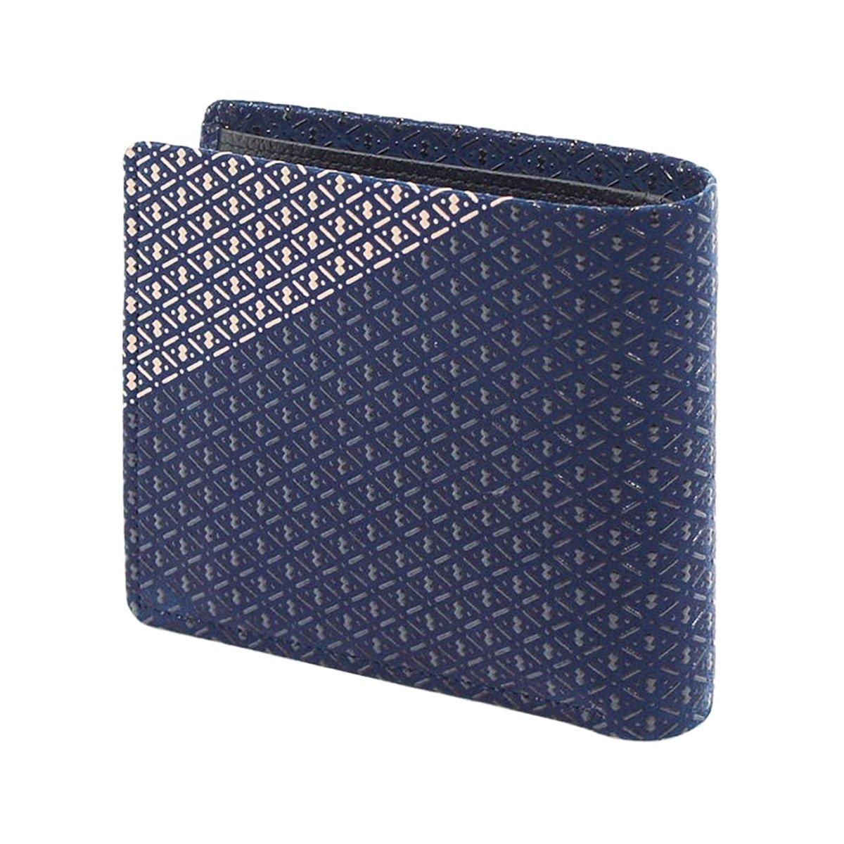 

Inden wallet with coin gourd navy blue x black and white lacquer 8214 [Indenya] bi-fold purse, deerskin, Ihori, pattern,