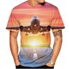 Summer new men's T-shirt 3D printed short sleeved airplane pattern fashion trend round neck