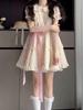 Women's Summer Floral Doll Collar Dress with Puff Sleeves and Waist-Cinched Fluffy Skirt