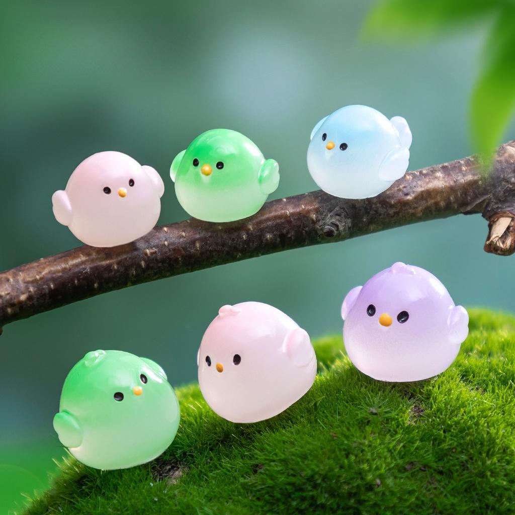 10-100pcs Luminous Mini Resin Small Skylark Chicken Figurine Micro Landscape Fairy Garden Miniatures Home Decor DIY Accessories