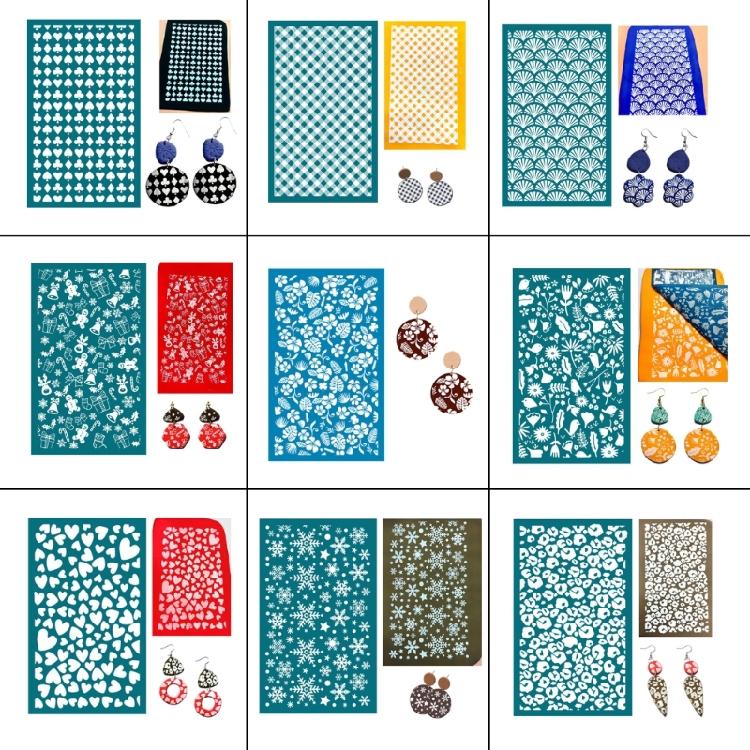 Screen Printing Template with Scraper Clay Earrings Decorative Screen Printing