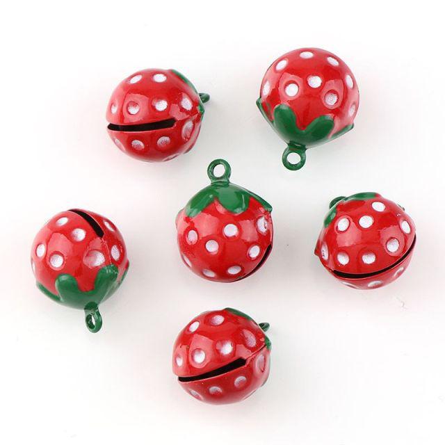 

4/8/12pcs Cute Red/Pink Bells Strawberry Shape Copper Jingle Bells for DIY Charm Key Chain Festival/Party/Pet s Necklace Decor 21mm 4pcs красный