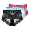 3Pcs Women Sexy Underwear High Waist Lace Panties See Through Mesh Boyshorts Ladies Briefs
