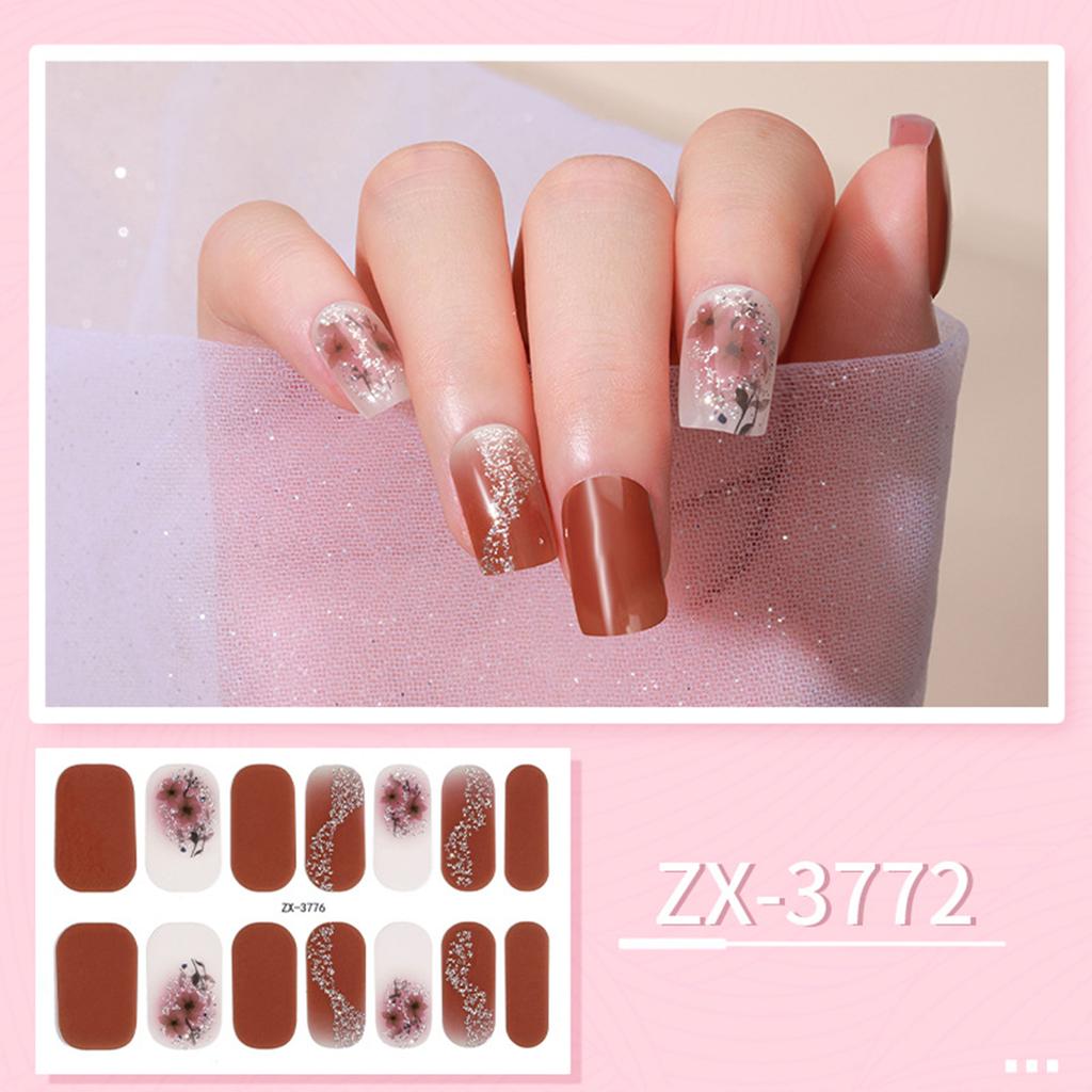 1 Ark Full Wraps Negleklistremerker Neglelakkstrips Klistremerker DIY Glitter Neglelim Nail Art Klistremerke for Kvinner Jenter