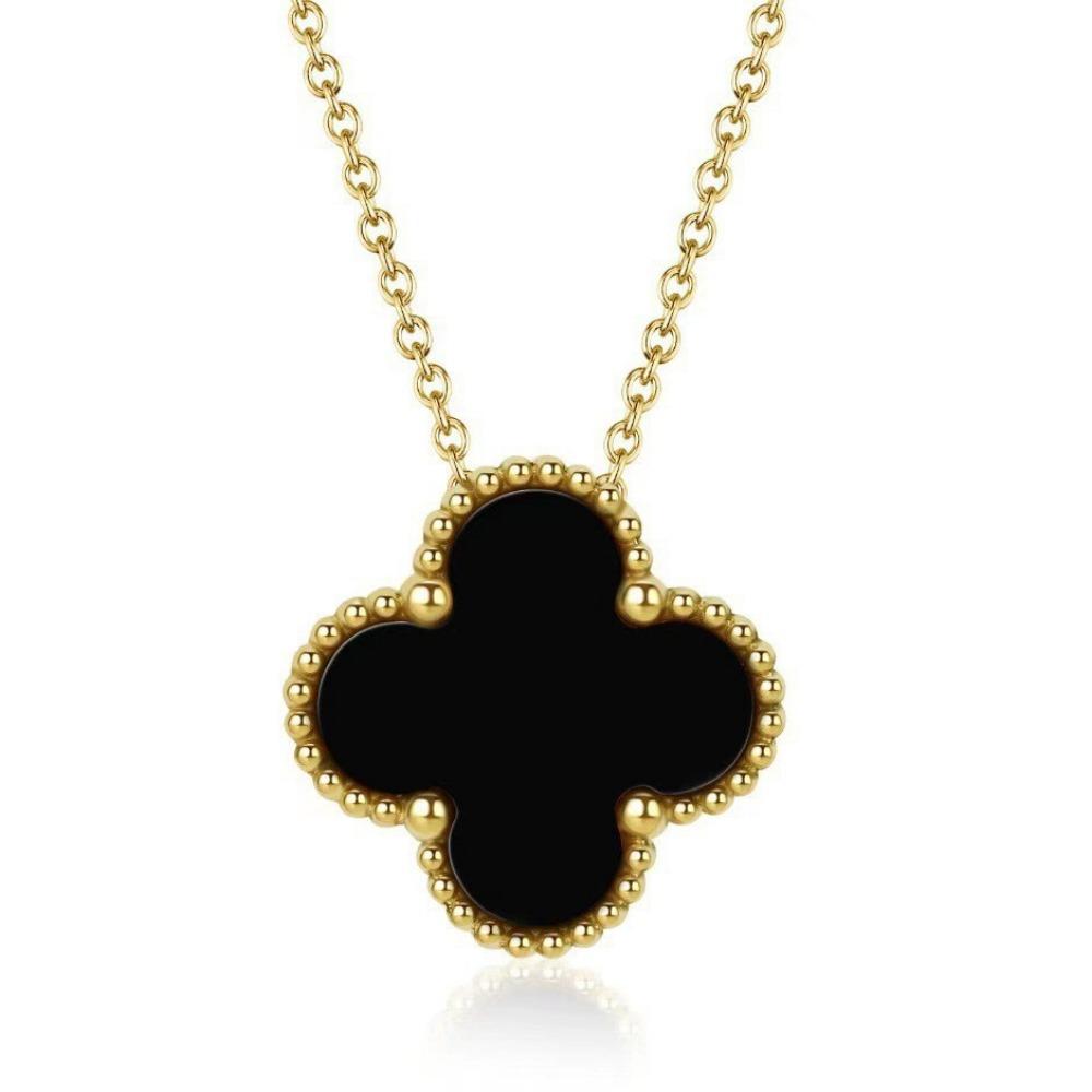 

Titanium Steel Colorfast Four-leaf Clover Necklace Fashionable and Versatile A Trendy Necklace Popular Online 18K чёрный