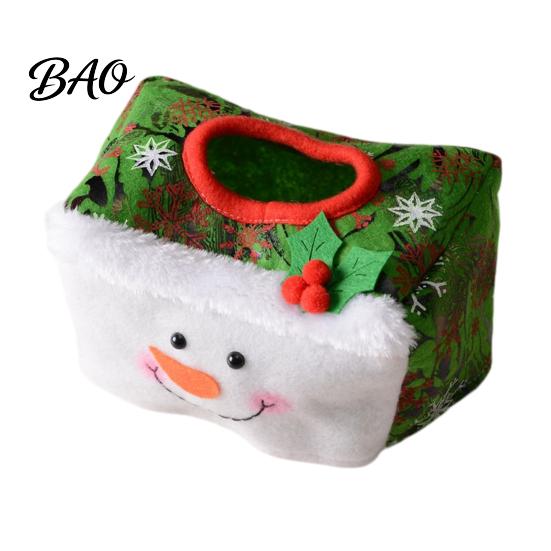 Holiday Desktop Organizer Christmas Tissue Box Cover, Santa Face Napkin Dispenser Sleeve, Non-Woven Fabric Office Table Accessory Holder for