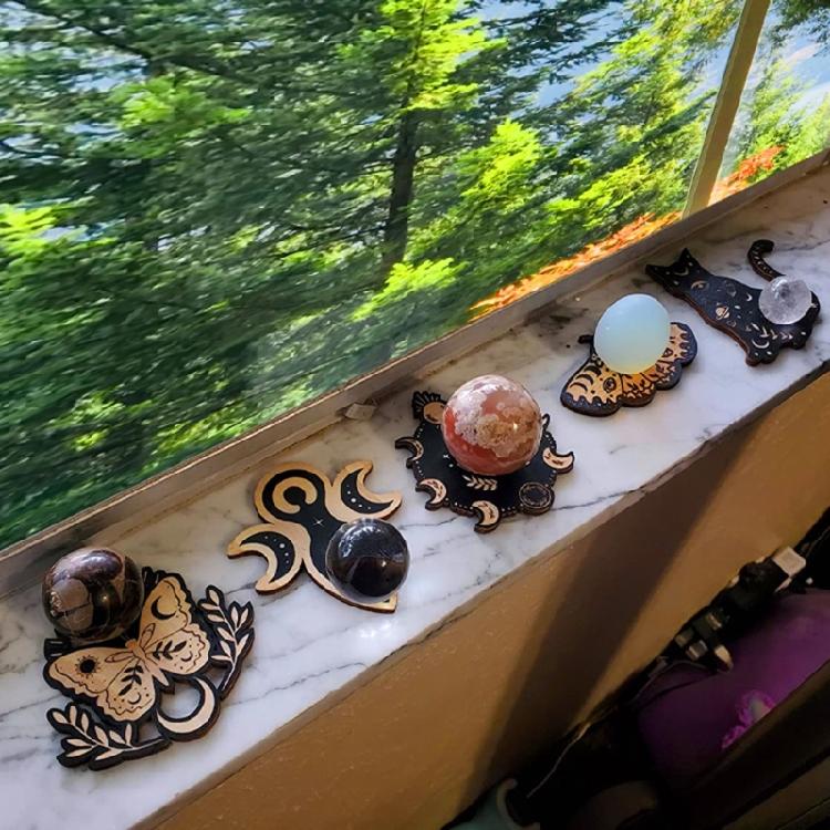 Wood Stand for Crystal Small Sphere Balls Wood Holder Display Decorations