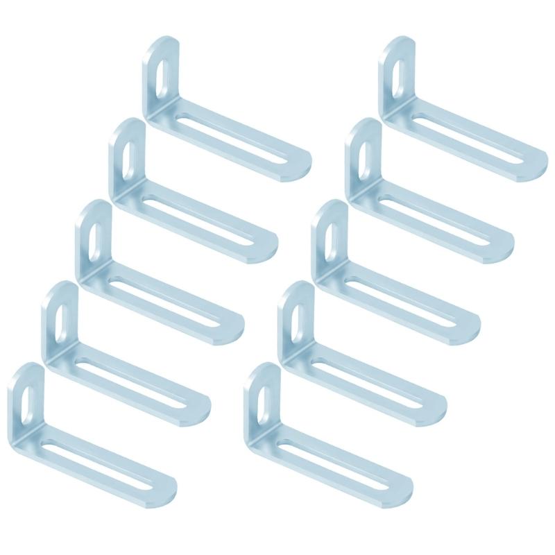 10Pcs Iron L Shaped Corner Brackets Fixer Double Slot Fixing Brackets For Wall Shelving Bookcases Easy Installation