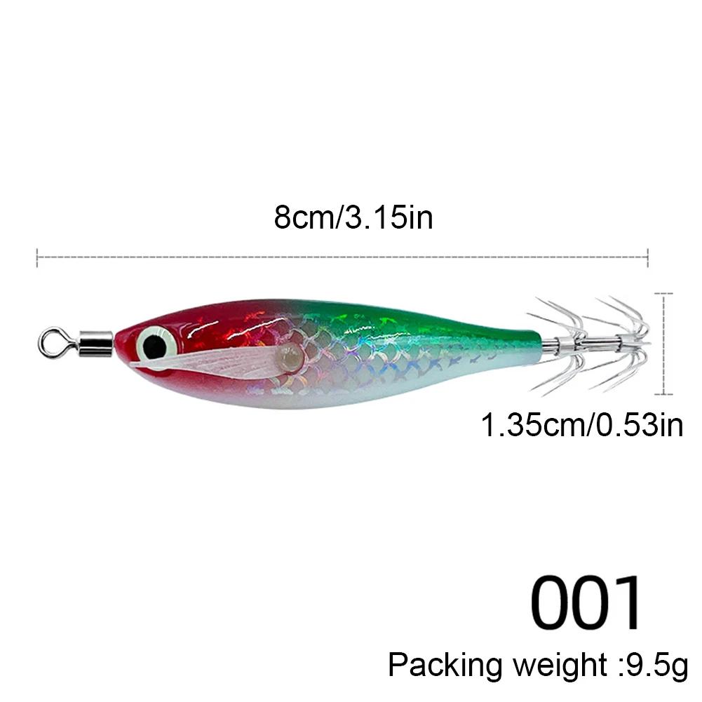 1-3PC Luminous Squid Hook Fishing Lure Double Hook Glow In The Dark Wood Shrimp with 3D Eyes Fake Octopus Bait for Night Fishing